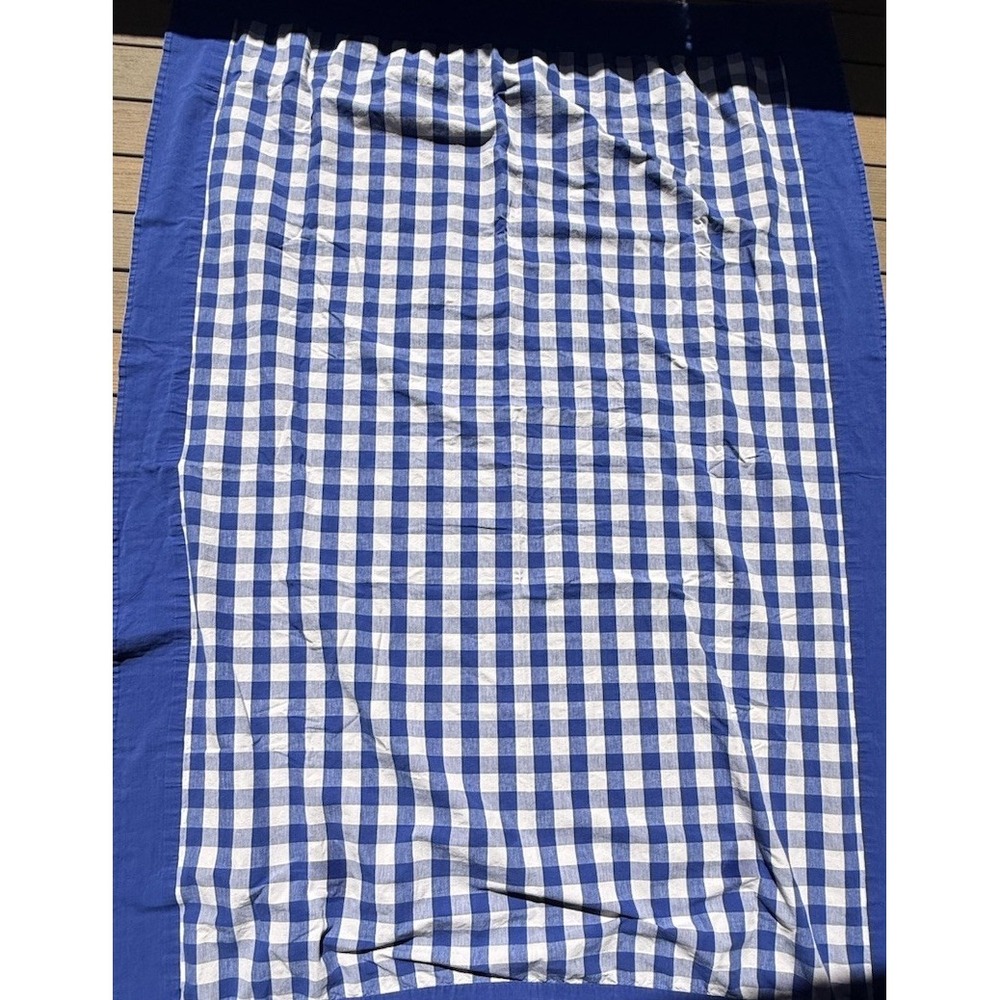VTG Williams Sonoma Tablecloth Blue White Gingham Check 62x96 Cotton Country